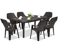 Muebles de jardín Bergen/Alta para 6 personas Bica marrón