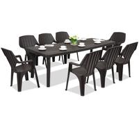 Muebles de jardín Bergen/Alta para 8 personas Bica marrón