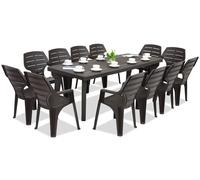 Muebles de jardín Bergen/Marne para 12 personas Bica marrón