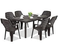 Muebles de jardín Bergen/Marne para 6 personas Bica marrón