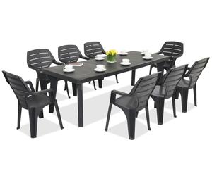 Muebles de jardín Bergen/Marne para 8 personas Bica antracita