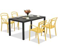 Muebles de jardín de resina King/Vague antracita y naranja para 4 personas Bica