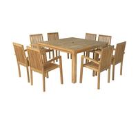 Muebles de jardín de teca java mesa cuadrada 8 plazas