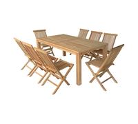 Muebles de jardín de teca java mesa rectangular y sillas plegables 8 plazas