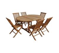Muebles de jardín de teca lombok - mesa redonda extensible - 6 plazas