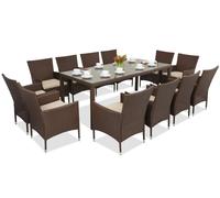 Muebles de jardín Milan/Grenada 12 en technorattan con mesa grande Garden Point marrón