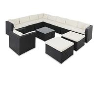Muebles de jardín sofá mesa sillón negro/crema 350x280x70
