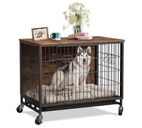 Muebles de Jaula para Perros, Perrera compacta de 27.2 Pulgadas para Perros pequeños de Doble Entrada Que Cumple con la Mesa Auxiliar, fácil de Limpiar, a Prueba de mordidas, fácil Movilidad para