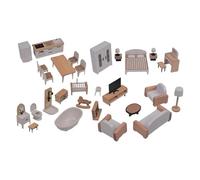 Muebles de Madera - Casa de Juguete Realista con Elementos de Juego,Juego De Imitación con Muebles En Miniatura | para El Papel En Casa En El Aula Viaje Infantil Guardería