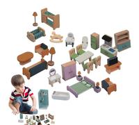 Muebles de Madera | Conjunto De Juego De Casa Realista | Pequeño Muebles De Juego,para El Papel En Casa en el Aula en Viaje Infantil Guardería Fiesta