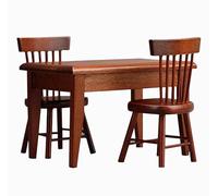 Muebles de madera en miniatura a escala 1:12 1/12, 1 mesa de comedor y 2 sillas, juego de 3 piezas para muebles artísticos, decoración coleccionable, mesa de sala de estar