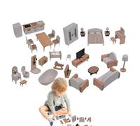 Muebles de Madera para Casa De | Casa De Juguete Realista en Miniatura - Juego Creativo de Interior para Viajes Preescolares Guardería Juego de Rol