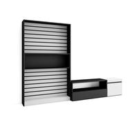 Muebles de salón para tv, conjunto de muebles comedor, 260x35x186cm, para tv hasta 65", mueble televisión, estilo moderno, blanco y negro