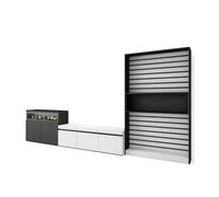 Muebles de salón para tv, conjunto de muebles comedor, 360x35x186cm, para tv hasta 65", chimenea eléctrica, estilo moderno, blanco y negro