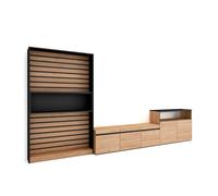 Muebles de salón para tv, conjunto de muebles comedor, 360x35x186cm, para tv hasta 65", mueble televisión, estilo moderno, roble y negro