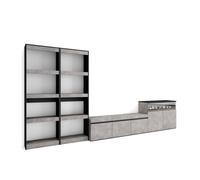 Muebles de salón para tv, conjunto de muebles comedor, 370x35x186cm, para tv hasta 65", chimenea eléctrica, estilo moderno, cemento