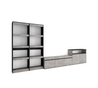 Muebles de salón para tv, conjunto de muebles comedor, 370x35x186cm, para tv hasta 65", mueble televisión, estilo moderno, cemento