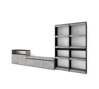 Muebles de salón para tv, conjunto de muebles comedor, 370x35x186cm, para tv hasta 65", mueble televisión, estilo moderno, cemento