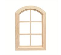 Muebles en miniatura a 1:12 para casa de muñecas, de accesorios de decoración de con techo arqueado, cabeza redondeada y ventanas de 6 hojas