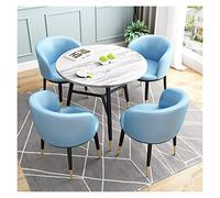 Muebles Mesa de comedor y silla Combinación Oficina Recepción Mesa Redonda Salón Mesa de comedor Diseño Moderno 1 Mesa 4 Sillas (Color: Azul) (Azul Claro)