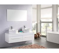 Muebles para baño para cuarto de baño White Cardellino con espejo 150 cm grifos incluido