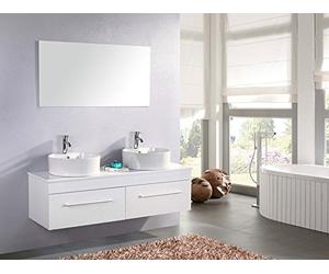 Muebles para baño para cuarto de baño White Cardellino con espejo 150 cm grifos incluido