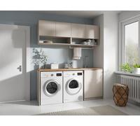 Muebles para el cuarto de la lavadora con encimera - 180 cm de ancho - Color cachemira y natural claro - NATAJI