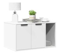 Muebles para gatos mesa auxiliar de madera, caja de arena oculta como casa para gatos con caja de arena blanca, 80 x 50 x 45 cm, versátil como mueble de almacenamiento