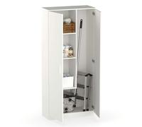 MUEBLES PITARCH | Armario Escobero Multiusos 2 Puertas para Limpieza, cocinas, galerias, 4 Huecos, un Estante Regulable, 180x80x35cm cm(Alto x Ancho x Fondo) Blanco, Colección Tibet
