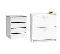 MUEBLES PITARCH 541 Cajonera, Blanco, 63,5 x 46 x 45 cm & 1076 Zapatero, Blanco, 82 x 74 x 25 cm
