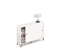 MUEBLES PITARCH | Aparador Salón Comedor, Buffet, Mueble Auxiliar, 2 Puertas correderas, Blanco con Patas Negras, 87x120x40cm, Despensa, Cocina, Despacho, Recibidor Moderno, modelo Kamet