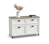 Muebles Pitarch | Aparador Salón Comedor, Buffet, Mueble Auxiliar Vintage, 2 Puertas y 2 Cajones, Blanco y Roble Cambrian, 80x120x47cm, Despensa, Cocina, Despacho, modelo Toscana