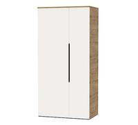 MUEBLES PITARCH | Armario Dormitorio Ropero 2 Puertas, 2 Barras y 4 Estantes Regulables, Blanco y Roble Gold, 200x100x57cm (Alto x Ancho x Fondo), Mueble Recibidor Moderno, Modelo Noa