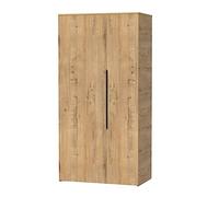 MUEBLES PITARCH | Armario Dormitorio Ropero 2 Puertas, 2 Barras y 4 Estantes Regulables, Roble Gold, 200x100x57cm (Alto x Ancho x Fondo), Mueble Recibidor Moderno, Modelo Noa
