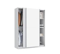 MUEBLES PITARCH | Armario Dormitorio Ropero 2 Puertas Correderas Perfil Aluminio 2 Barras, Blanco, 200x150x62cm (Alto x Ancho x Fondo), Moderno, Modelo Onix