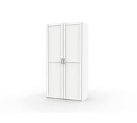 MUEBLES PITARCH Armario Dormitorio Ropero 2 Puertas Molduradas 1 Barra y 1 Altillo, Blanco, 200x100x55cm (Alto x Ancho x Fondo), Moderno, Colección Coimbra