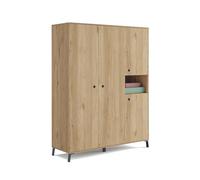 MUEBLES PITARCH | Armario Dormitorio Ropero 4 Puertas, 1 Hueco y 4 Estantes, Roble Gold, 200x150x55cm (Alto x Ancho x Fondo), Moderno, Modelo Camila