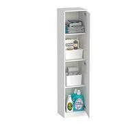 MUEBLES PITARCH | Armario Multiusos 1 Puerta para Limpieza, cocinas, galerias, 4 Huecos, 180x40x35 cm (Alto x Ancho x Fondo) Puerta a Izquierda o Derecha, Blanco, Colección Tibet