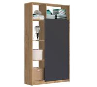 MUEBLES PITARCH | Armario Recibidor Entrada una Puerta con Barra Frontal para Colgar y estantería, Roble Gold y Gris,180x100x35 cm, Gran Capacidad, Moderno, Modelo Neo