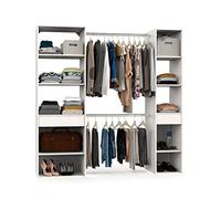 MUEBLES PITARCH | Armario Vestidor Ropero Abierto, 2 Barras, 2 Cajones, 8 Estantes, Blanco, 200x200x50cm (Alto x Ancho x Fondo), Moderno, Gran Capacidad, Modelo Cloe