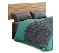 MUEBLES PITARCH | Cabecero Listones serigrafía, Cama Doble de 150, Moderno Industrial, Roble Gold, 50x160x1,6cm, Dormitorio de Matrimonio, Colección Camila