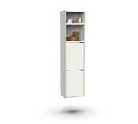 MUEBLES PITARCH | Columna de Baño Colgada Herrajes incluidos, Armario de Baño con 4 estantes, 2 Puertas, Blanco, 150x36,5x30cm (Alto x Ancho x Fondo), Mueble Auxiliar, Moderna, Modelo Nadia