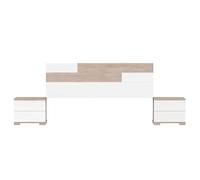 MUEBLES PITARCH | Conjunto Pack Cabecero y 2 Mesitas de Noche, Incluye Herrajes para Colgar, Guías metálicas, Blanco y Roble Aurora, Dormitorio Doble de Matrimonio, para Cama 150, Modelo Erika
