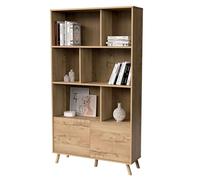 MUEBLES PITARCH | Librería de Salón, Oficina o Despacho, 2 Puertas y 3 Estantes, Patas, Roble Gold, 179x100x30cm (Alto x Ancho x Fondo), Moderna, Nórdica, Elegante, Resistente, Modelo Oslo