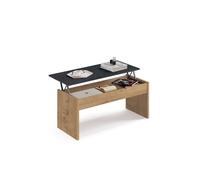 MUEBLES PITARCH | Mesa de Centro Elevable, Mesita Salón de Café, Mesa Auxiliar Comedor, Roble Gold, 47x100x50cm (Cerrada) 58x100x50 cm (Abierta), Mesita Baja para Sofá, Moderna, Modelo Oslo