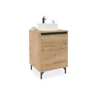 MUEBLES PITARCH Mueble de baño 53cm,1 Puerta, Roble Gold, para Lavabo de sobreponer, Lavabo no Incluido, Estilo Moderno, Modelo Lea