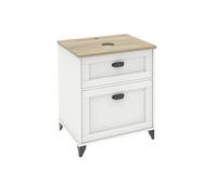 MUEBLES PITARCH Mueble de Baño 60cm Ancho con Patas, Cajón guías Cierre Suave, 1 Puerta, para Lavabo de sobreponer, Blanco y Roble Cambrian, Estilo Vintage Modelo Toscana