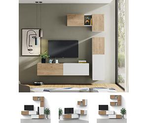 Muebles Pitarch | Mueble TV colgado, Módulo de Salón de 180cm, 2 Puertas Abatibles con Pistón, Mueble de Televisión 42x180x40,5cm, modelo Nilo