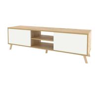MUEBLES PITARCH Mueble TV con Patas 2 Puertas y Estante, Mueble de Televisión Industrial, Roble Gold y Blanco, 55x160x40cm, Módulo de Salón, Moderno, Modelo Oslo