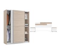 MUEBLES PITARCH Pitarch Armario ropero 2 Puertas 2 Barras Onix Blanco 200x150x62 cm Erika, Aurora/Blanco, 105 x 212 x 36 cm/cabecero:55 x 170 x 1.6 cm mesitas:42 x 50 x 34 cm
